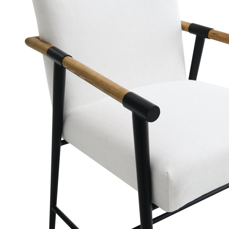 Chaise avec accoudoirs rembourrée Sorine, blanc