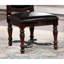 Chaises de salle à manger rétro 2 pièces, bois de cerisier brun, faux détails, coussin de siège noir, ornements traditionnels en bois massif, coussin