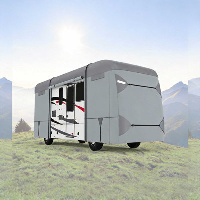 RV Cover Waterproof Non-Woven Fabric, 26-29 ft, Dustproof UV Protection, Gray, for Travel Trailer Motorhome