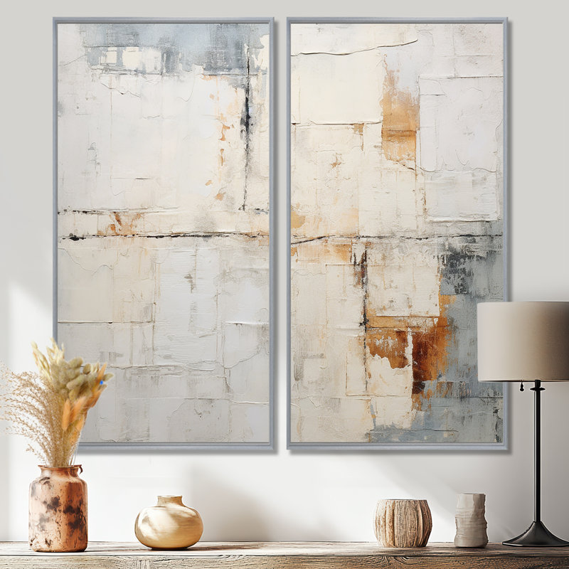 Minimalisme beige et vague dorée horizon V - art mural bord de mer beige, 40" H x 40" W, Impression encadrée flottante
