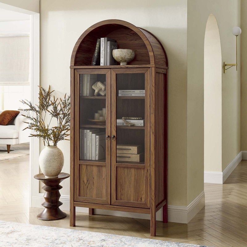 Modway Tessa Arched Display Cabinet, Walnut