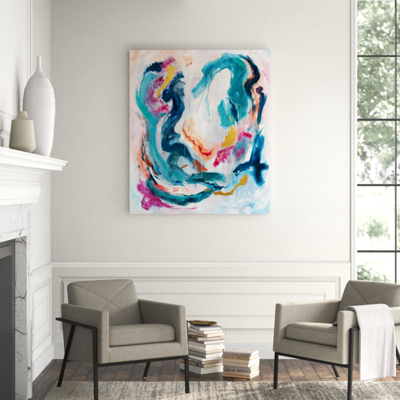Color And Gold Swirls III Print by Eugene Fletcher, Gilded Gold, 55" H x 47" W