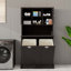 Armoire de salle de bain inclinable à deux compartiments avec panier à linge haut et 2 tablettes réglables-828842822