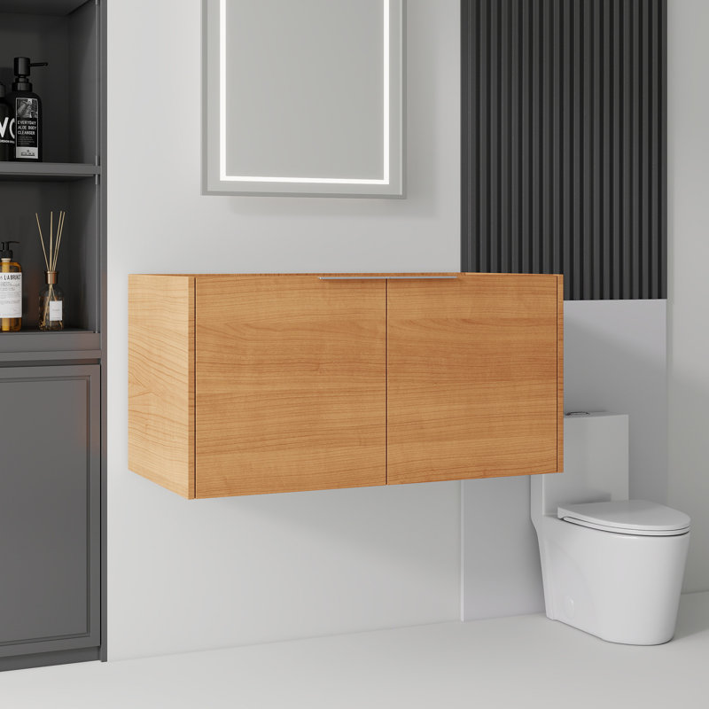 36, armoire de meuble-lavabo flottant, contreplaqué, Natural, 36" W