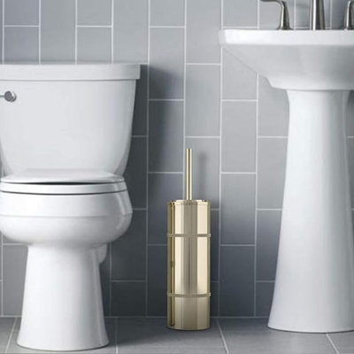 Porte-brosse de toilette en acier inoxydable | Finition dorée | Doublure intérieure en plastique anti-gouttes