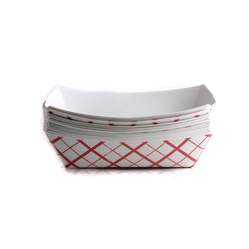 Plateau en papier Ecoqualité 3Lb à carreaux rouges - pour pique-niques, carnavals, camping, barbecue et fêtes