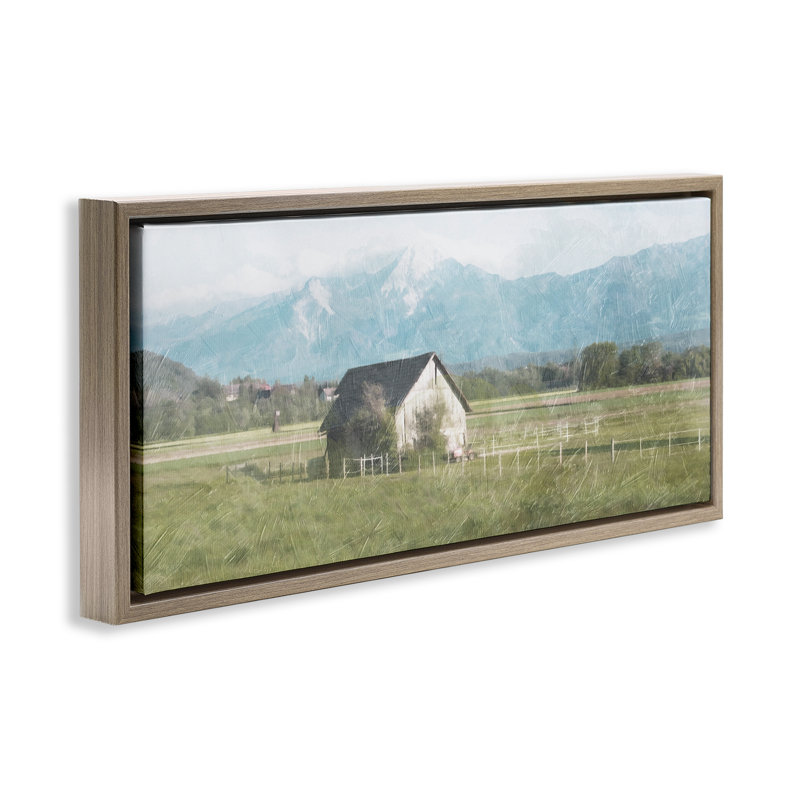 «Rustic Barn & Tractor», art mural encadré flottant par Milli Villa, Cadre flottant orme Montalcino, H 14 po x l 31 po