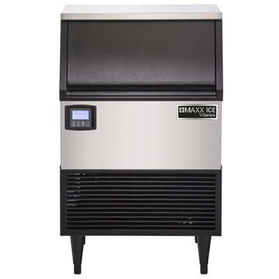 Maxx Ice V-Series Self-Contained Ice Machine, In Stainless Steel With Black Trim | Fridge.com