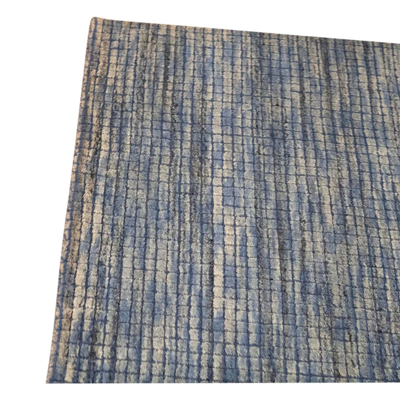 Tapis bleu / beige noué à la main 6 pi x 9 pi 1 po