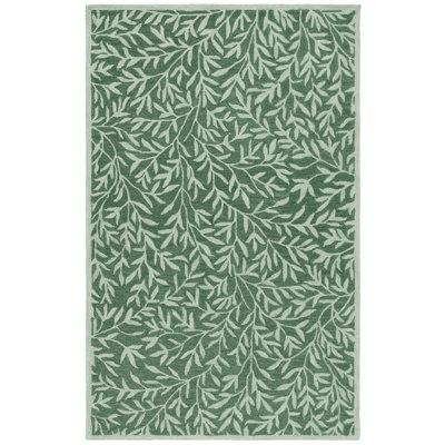 Martha Stewart Hand Tufted Wool/Cotton Floral Rug in Green