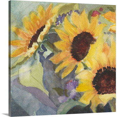 «Sunflowers In Watercolor I», art mural sur toile