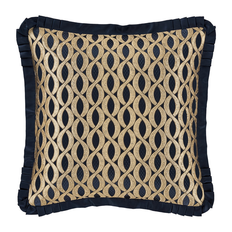 Navy and Gold Woven Polyester Euro Sham with Zipper Closure