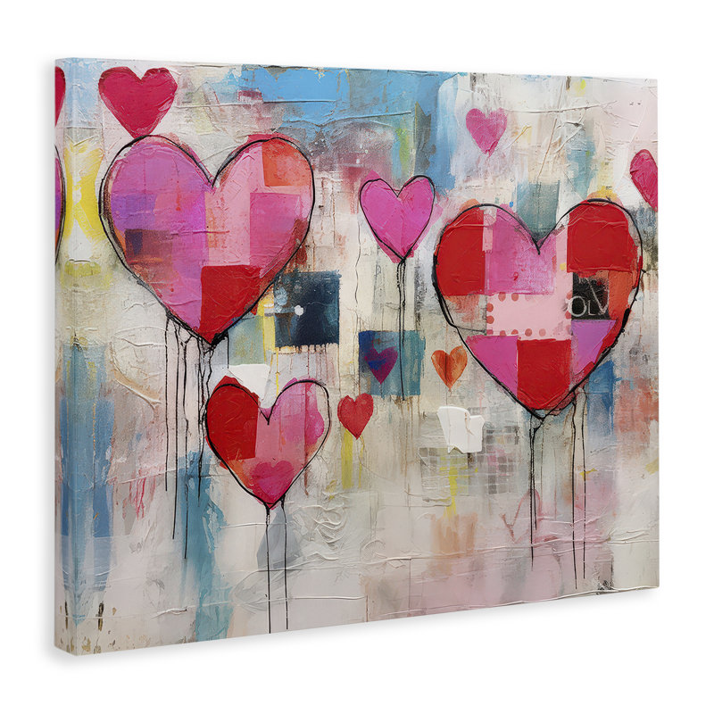 Art urbain sur toile, "Urban Hearts" par LSR Design Studio, H 24 po x l 30 po