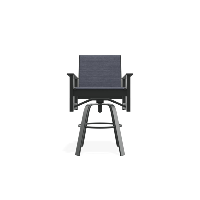 Fauteuil pivotant à hauteur de barre en polymère de qualité marine Leeward Sling, Graphite, Denim Augustine