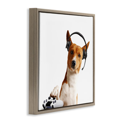 Gaming Dog with Headset Floating Frame, design by CAD Designs