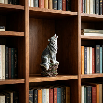 Brûleur d'encens, porte-encens cône, décoration loup en résine de 12 pouces de hauteur, ambiance aromatique, idéal pour la décoration intérieure, le bureau, le salon, le spa, l'espace de méditation, cadeau unique pour les amoureux de la nature