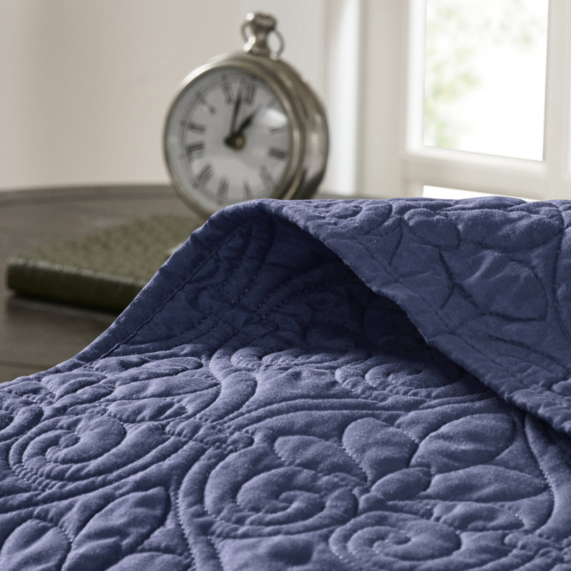 Couvre-lit réversible en bleu marine simple - Rembourrage en coton prélavé pour un repos matelassé confortable avec une chambre à coucher énergique