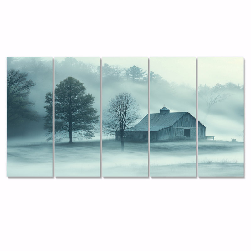 «Blue Misty Dawn Farmhouse III», ensemble de reproductions d'art mural, H 28 po x l 60 po