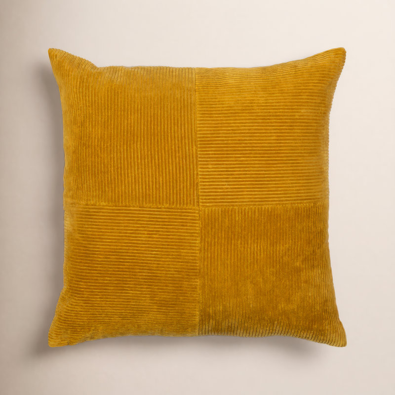 Coussin en polyester Selma, 18 po x 18 po, Moutarde