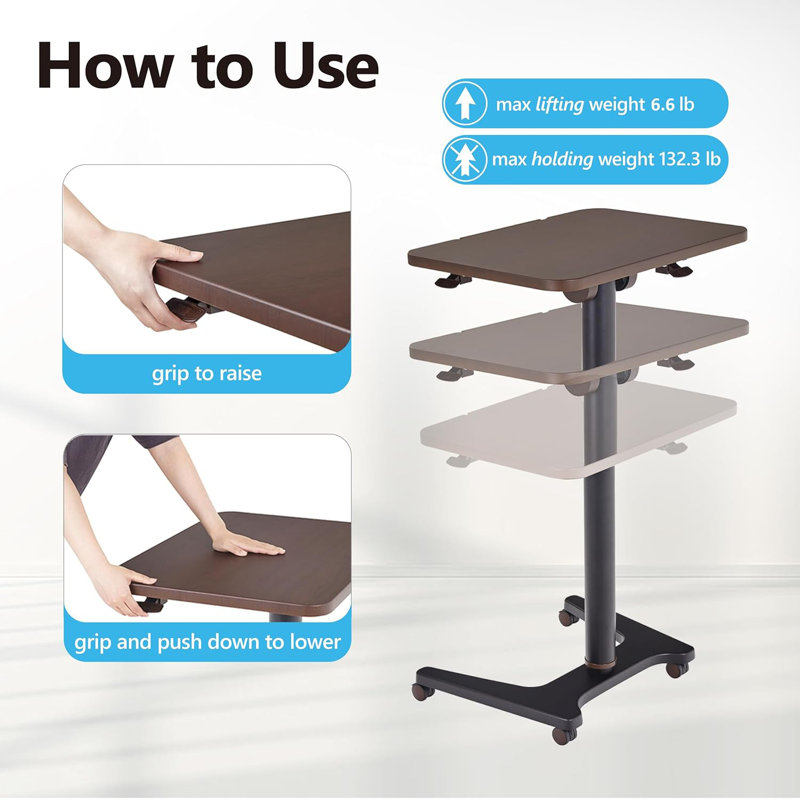Cordless Auto-Lifting Adjustable Standing Desk With Tiltable Desktop, Smooth Height Adjustment, And Mobile Casters