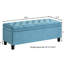 Button Linen Storage Bench With Blue Cover And Solid Wooden Construction Fabric Upholstered In Secure Legs