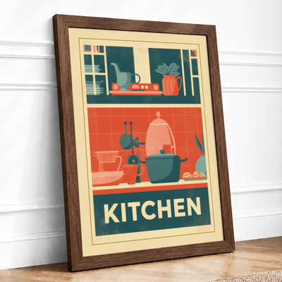 Kitchen Shelves Retro - Framed Print