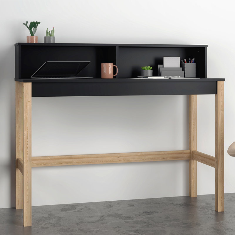Sasun Solid Wood Base Writing Desk, Black