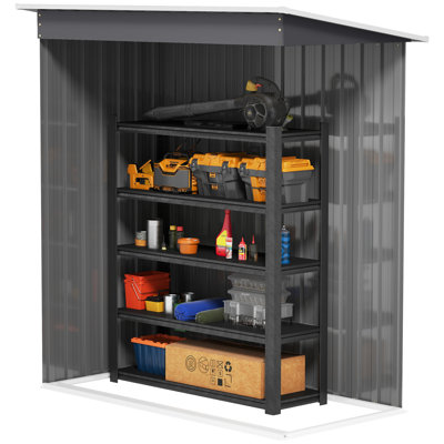 Outsunny 5 x 3ft Metal Garden Shed Outdoor Storage Shed Lockable Light Grey