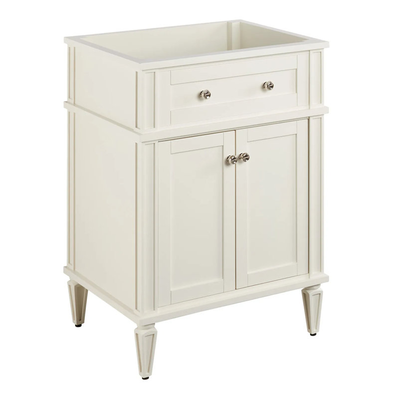 24" Soft White Mahogany Bathroom Vanity with Carrara Marble Top