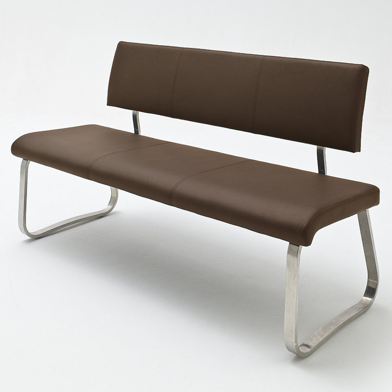 Swarthofthi Genuine Leather Upholstered Bench, Brown, 86cm H x 175cm W x 59cm D