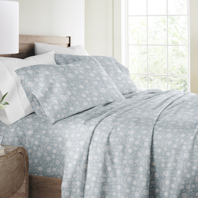 Ensemble de draps en coton 4 pièces 300 fils 4 pièces, Ensemble de draps pour très grand lit avec 2 taie