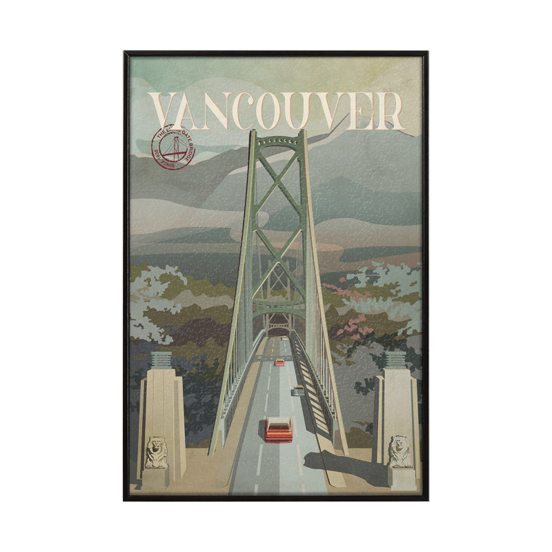 «Vancouver Go» par Simone, reproduction d'art encadrée sous verre, Cadre flottant noir, H 15,5 po x l 10,5 po x P 1,5 po