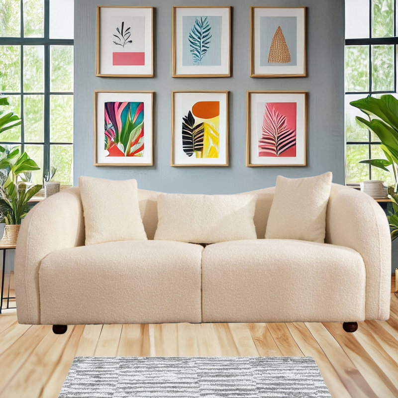 2-Seat Sofa Loveseat With Walnut Legs
