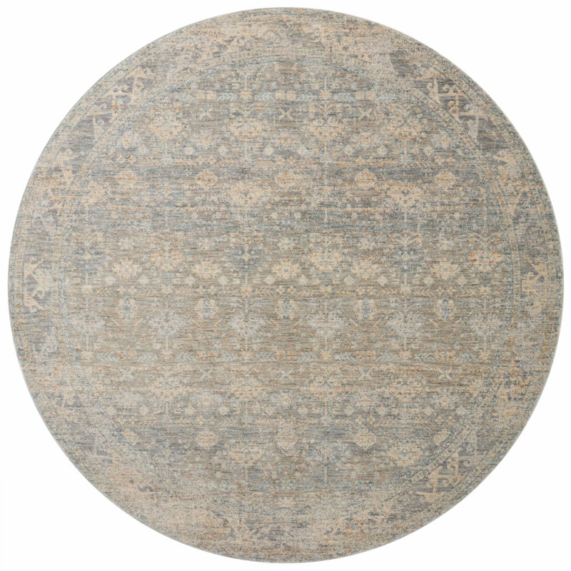 Angela Rose x Loloi Blake Sky / Beige Area Rug, Round 7'10"
