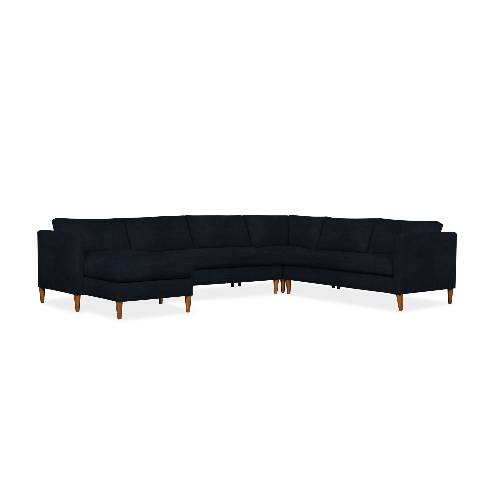 Clifford 4-Piece Upholstered Custom Sectional, Bella Ink Blue Performance Velvet, Left Hand Facing