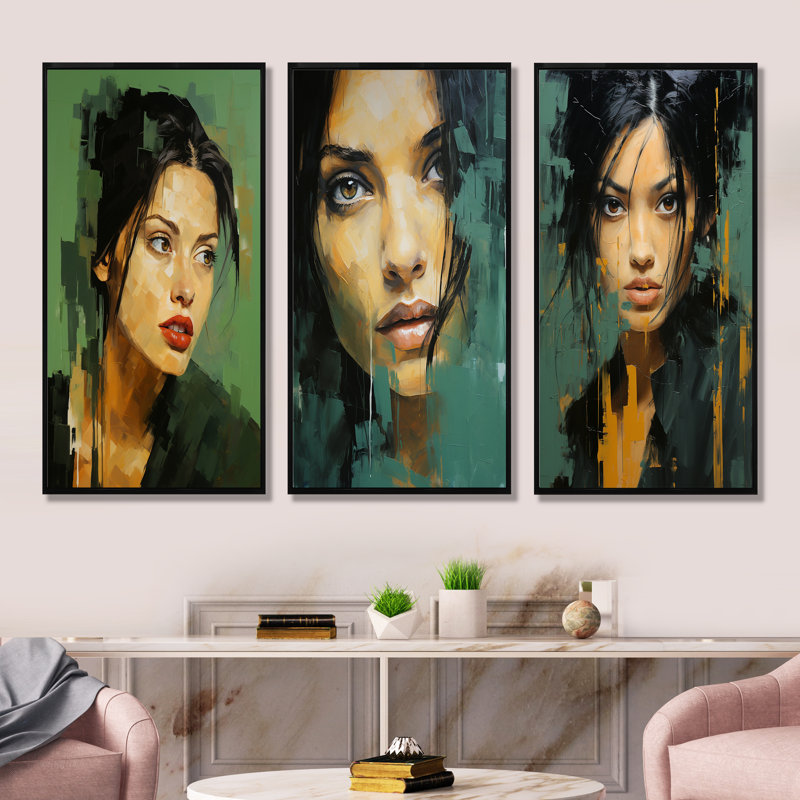 Portrait de jolie jade verte, Cadre flottant noir, H 40 po x l 60 po