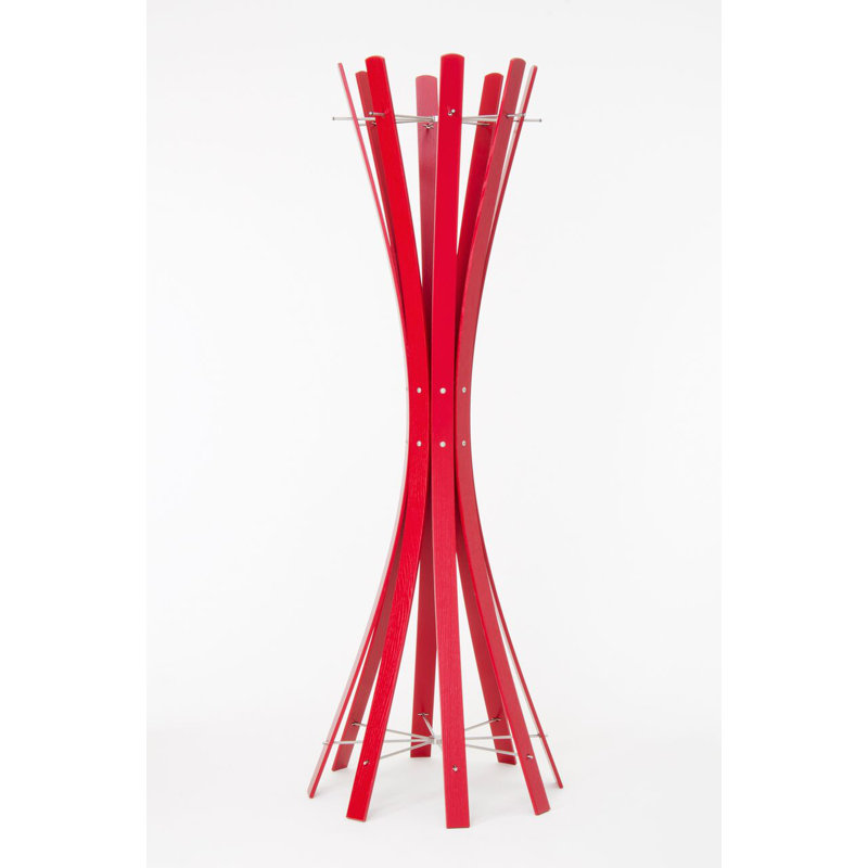 Solid Wood Freestanding Coat Rack, Red