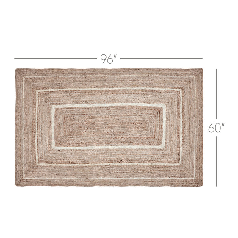Festive Finds Mulinix Geometric Machine Made Braided Jute/Cotton/Acrylic Area Rug in Natural Cream, Rectangle 60" x 96"