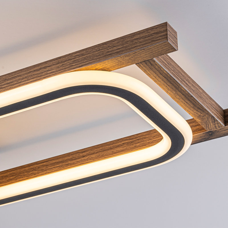 43″‌ Modern Farmhouse 3-Light Linear Geometric Integrated LED Flush Mount, 3 Lights