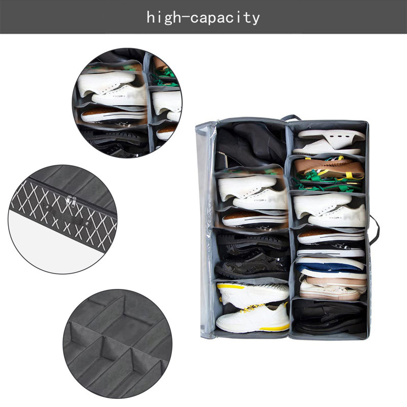 Under-bed Shoe Storage Box Transparent Packing Storage Box Foldable Non-woven Lattice Storage Bag