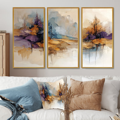 «Bloud Horizons of Golden Illusion I», ensemble d'art mural forêt