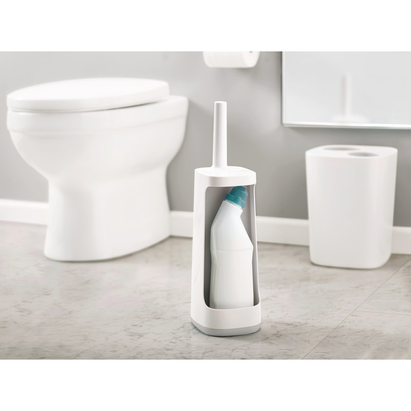 Joseph Joseph Flex Plus Anti-Drip Toilet Brush with Holder and Storage Caddy, Grey