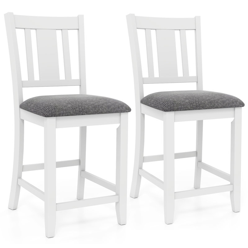  Ensemble de 2 tabourets de bar en caoutchouc et bois avec coussin ergonomique en lin