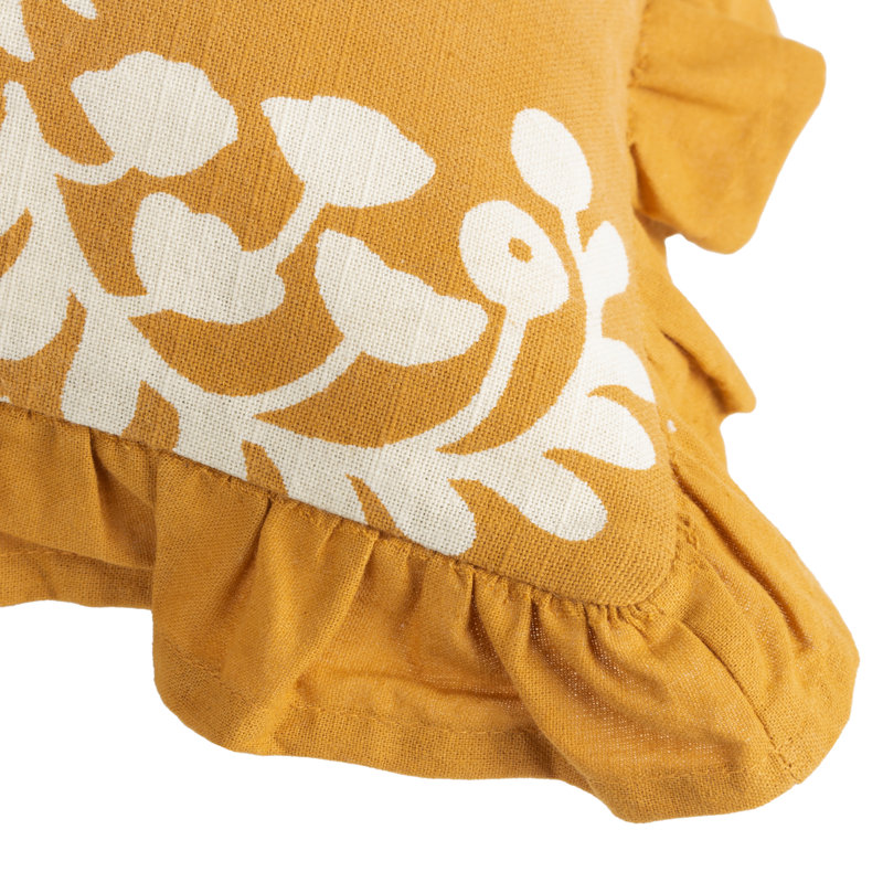 Floral Square Cushion Cover, Ochre