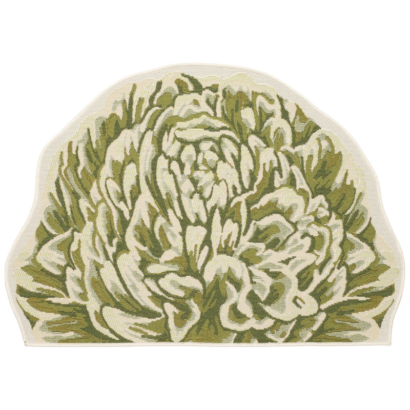 Joll Abstract Polyester Non-Skid Kitchen Mat, Green, Novelty 3'3" x 2'1"