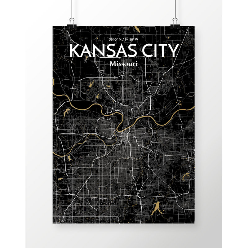 Kansas City Map - No Frame Print, 43cm H x 28cm W x 0.13cm D