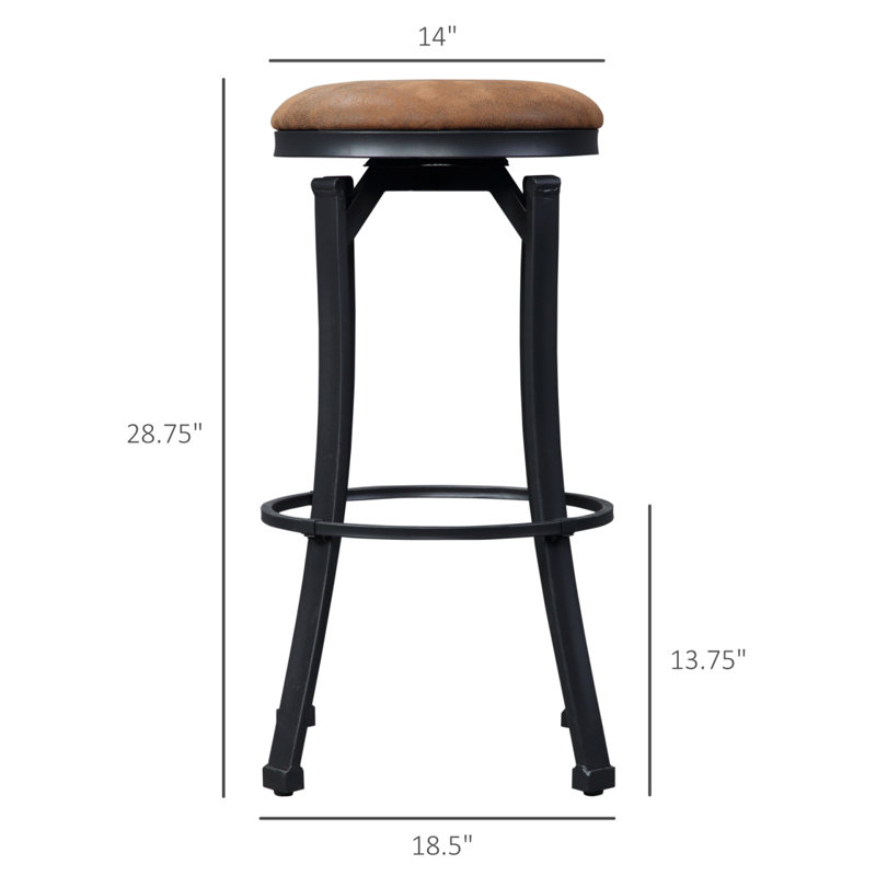 Ensemble de 2 tabourets de bar, tabourets de bar rétro avec repose-pieds et chiffon en microfibre, tabouret de bar d'une hauteur de 29 pouces avec pieds en acier thermolaqué