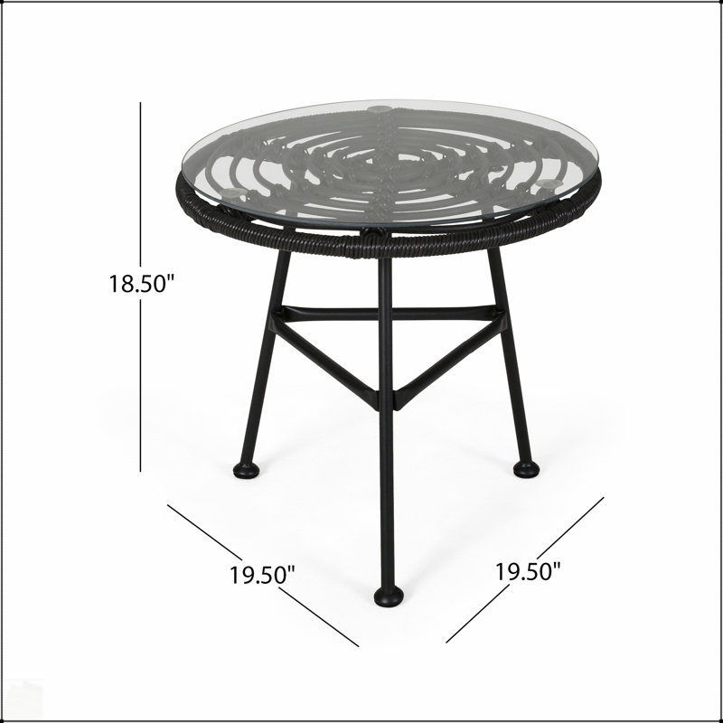 Table d'appoint en faux rotin Orlando, Gris