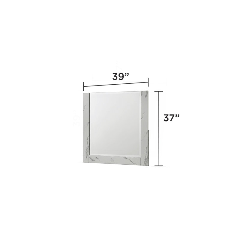 Mirror White  – Two-Tone High-Gloss Marble & Lacquer Frame With Oversized Reflective Surface(INCLUDES MIRROR ONLY)