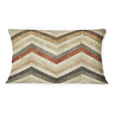 Coussin lombaire moderne à chevrons brun, orange et moderne